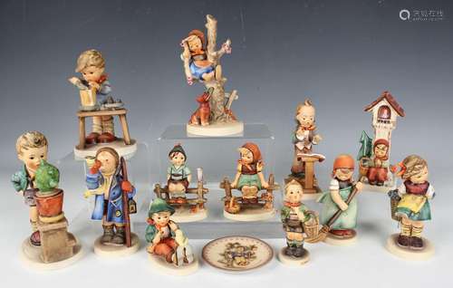 Twelve Goebel Hummel pottery figures, including Hear Ye, Hea...