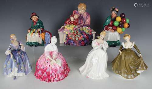 Seven Royal Doulton figures, comprising The Flower Seller's ...