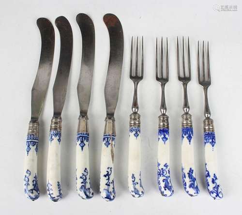 Eight Bow porcelain knife and fork hafts, mid-18th century, ...