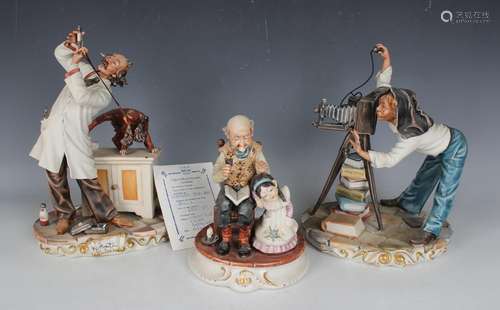 Seven Capodimonte porcelain figure groups, comprising Grandp...