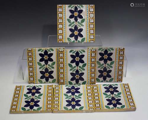 A mixed group of pottery tiles, 19th century, including a se...