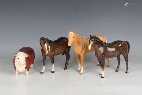 Four Beswick animals, comprising brown gloss Mare, No. 976, ...