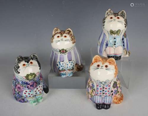 Four Cinque Ports Rye Pottery cats, 1990s, after a design by...