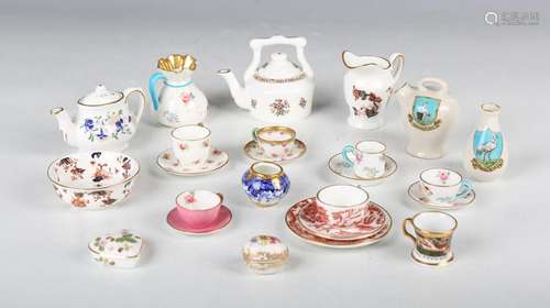 A mixed group of porcelain and pottery miniatures, mostly te...