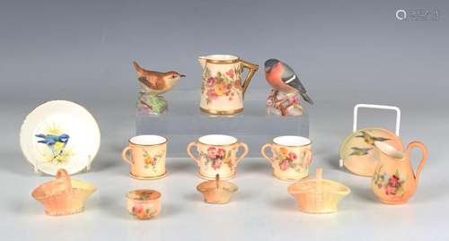 A small group of Royal Worcester miniatures, including a blu...