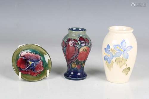 A Moorcroft Finches pattern small vase, circa 1996, impresse...