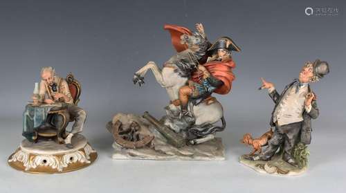 A Capodimonte figure depicting Napoleon crossing the Alps, m...