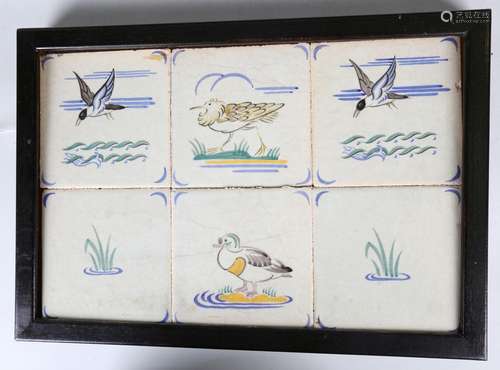 Six Poole Pottery Water Birds series tiles, originally desig...