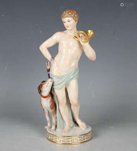 A Meissen figure of a classical huntsman, late 19th century,...