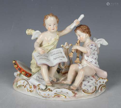 A Meissen figure group allegorical of Music, late 19th centu...