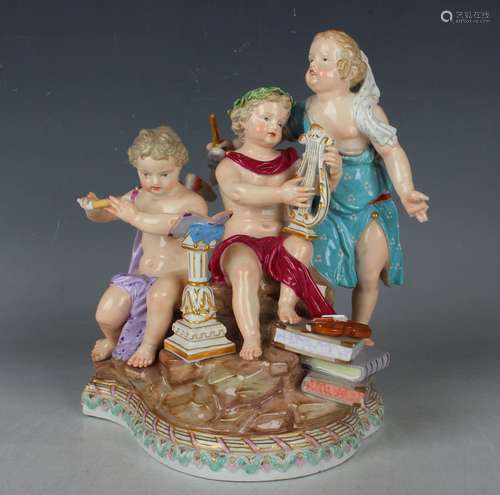 A Meissen figure group allegorical of Music, late 19th centu...