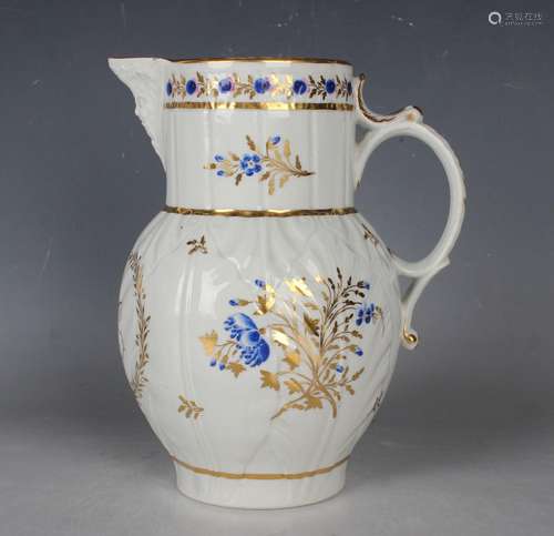 A Worcester leaf moulded mask spouted jug, circa 1790-1800, ...