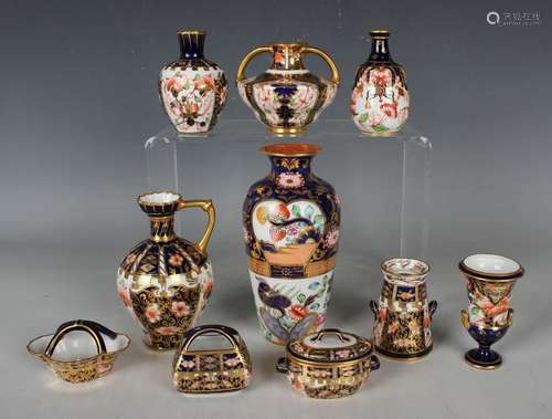 A small Royal Crown Derby Imari 1128 pattern two-handled vas...