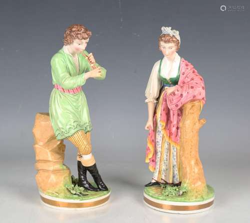 A rare pair of Derby Russian shepherd and shepherdess figure...