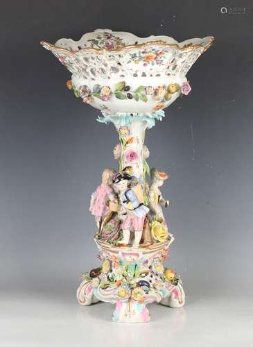 A Carl Thieme Potschappel porcelain centrepiece, late 19th c...