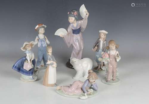 Eight Lladro figures, including Madame Butterfly, No. 4991, ...