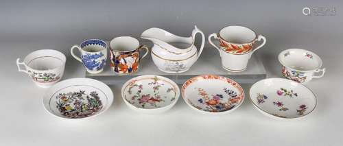 A mixed group of British and Continental porcelain teacups, ...