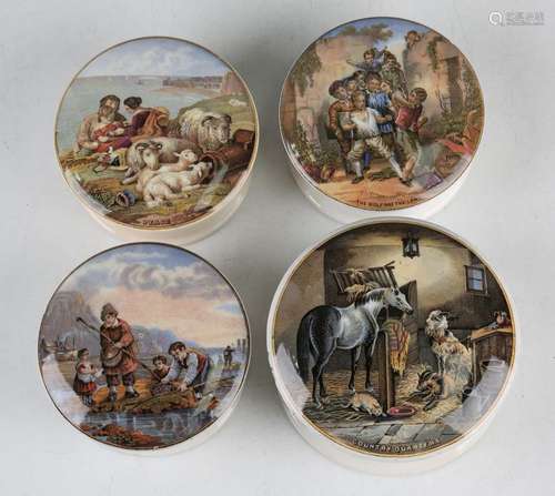 Sixteen mostly F. & R. Pratt pot lids, including War and...