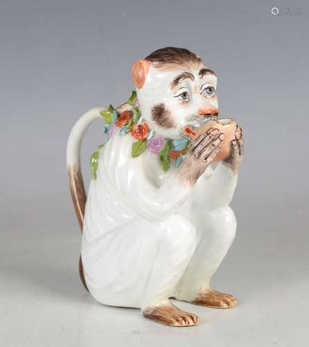 An unusual Continental porcelain Meissen style jug, late 18t...