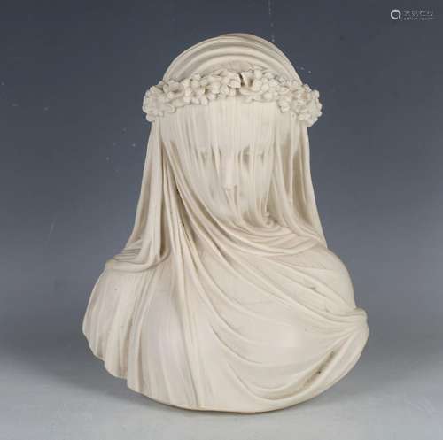 A Parian bust of the Veiled Bride, circa 1861, modelled by A...