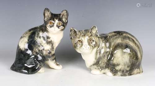 A Winstanley pottery tabby cat, size 4, inset with glass eye...