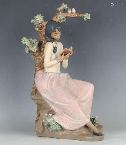 A Lladro gres stoneware figure Afternoon Verse, No. 2231, he...