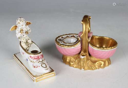 Two porcelain inkwells, probably Ridgway, circa 1820-30, the...