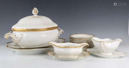 A Berlin white glazed porcelain part dinner service, late 19...