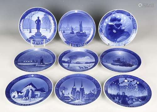 A set of ten Royal Copenhagen Christmas collector's plates, ...