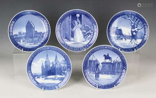 A set of ten Royal Copenhagen Christmas collector's plates, ...