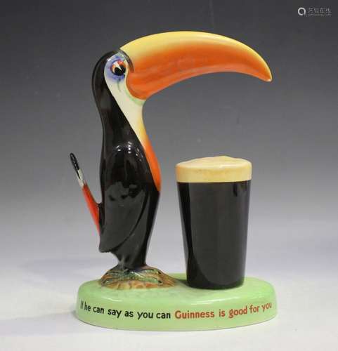 A Carlton Ware Guinness Toucan lampbase, modelled as a touca...