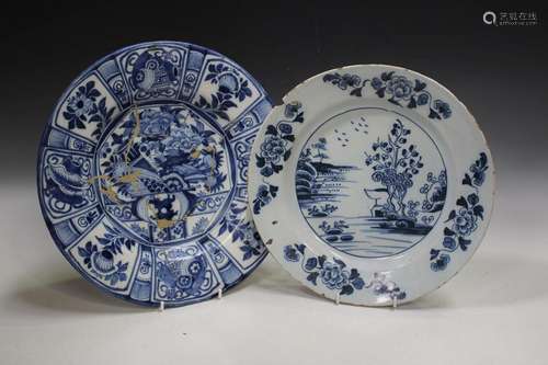 An English Delft charger, probably Bristol, mid-18th century...