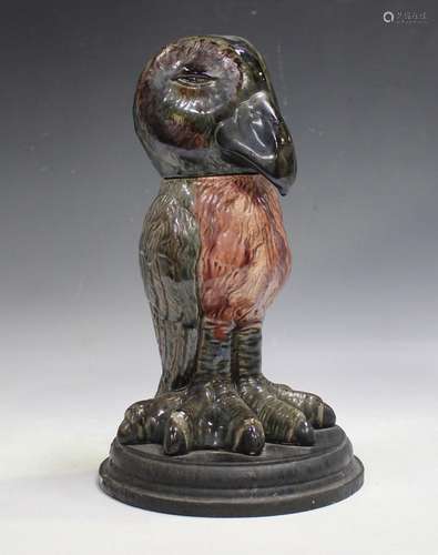 A pottery jar and cover in the form of a grotesque bird, 20t...