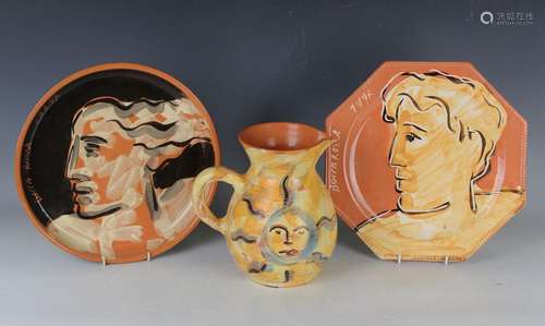 Four pieces of Vallauris French pottery, contemporary, by Pa...