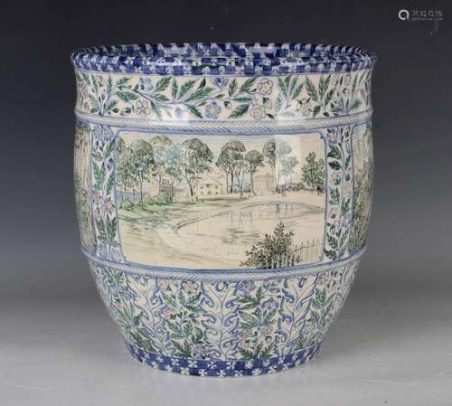 A rare large Wedgwood pottery jardinière, 1930s, painted by ...