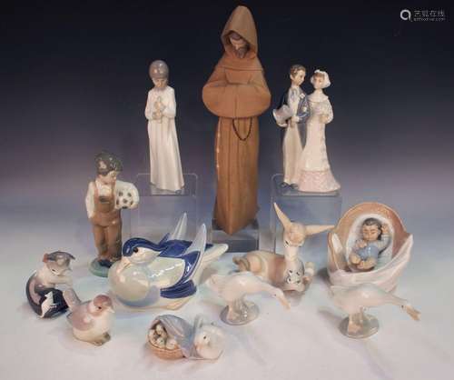 A Lladro matt Franciscan Monk figure, No. 2060, together wit...