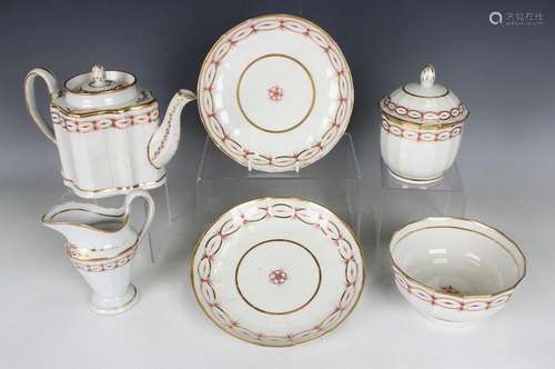 A New Hall porcelain part service, circa 1790, pattern No. 8...