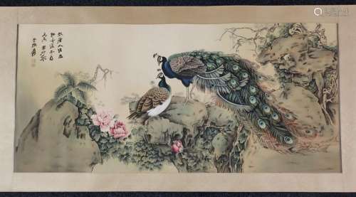 CHANG DAI-CHIEN, PEACOCKS AND FLOWER