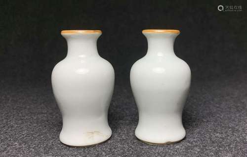 WHITE GLAZED GUANYIN VASES, PAIR