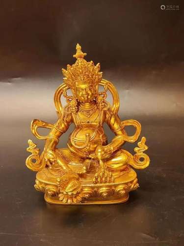 GILT BRONZE DZAMBHALA WEALTH DEITY STATUE