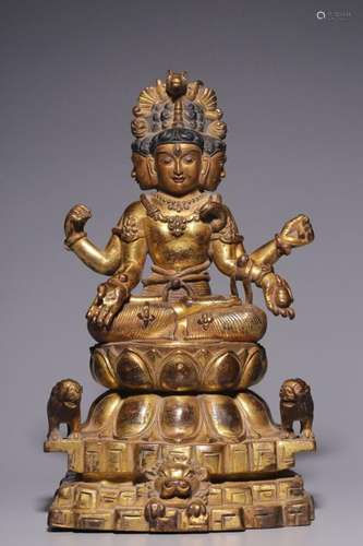 GLIT BRONZE BUDDHA FIGURINE