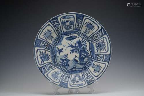 BLUE AND WHITE 'BIRD AND FLOWER' PLATE