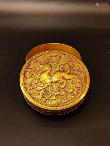 GILT BRONZE 'AUSPICIOUS TIGER' TRINKET BOX