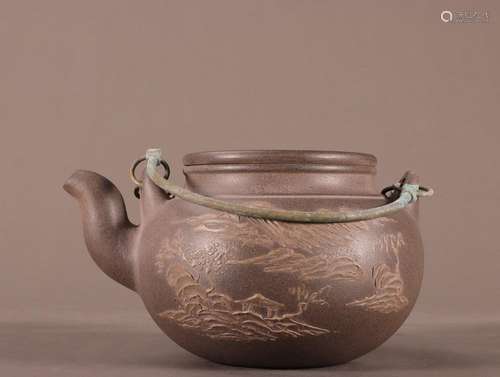 ZISHA LANDSCAPE LOOP-HANDLED TEAPOT