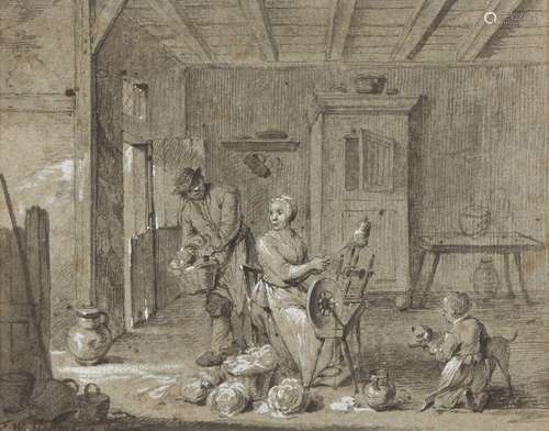 Theodore Wynant Stallenbergh (1738-?) Interior scene with fi...