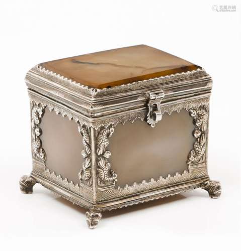 A rare agate and silver coffer