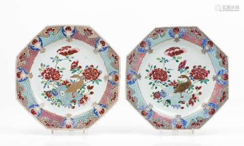 A pair of octagonal plates