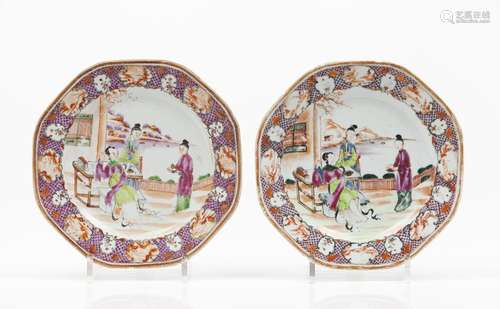 A pair of octagonal plates