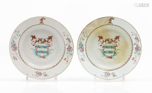 A pair of armorial plates