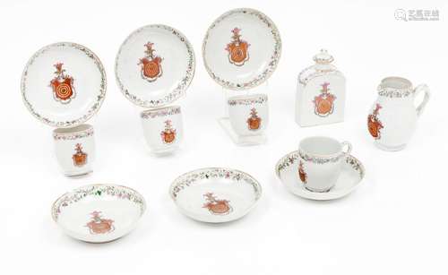 An armorial part tea set